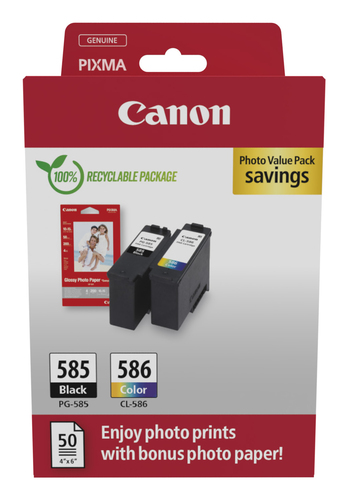 Canon PG-585/CL-586 Photo Value Pack - 2-pack - black, colour (cyan, magenta, yellow) - ink cartridge / paper kit